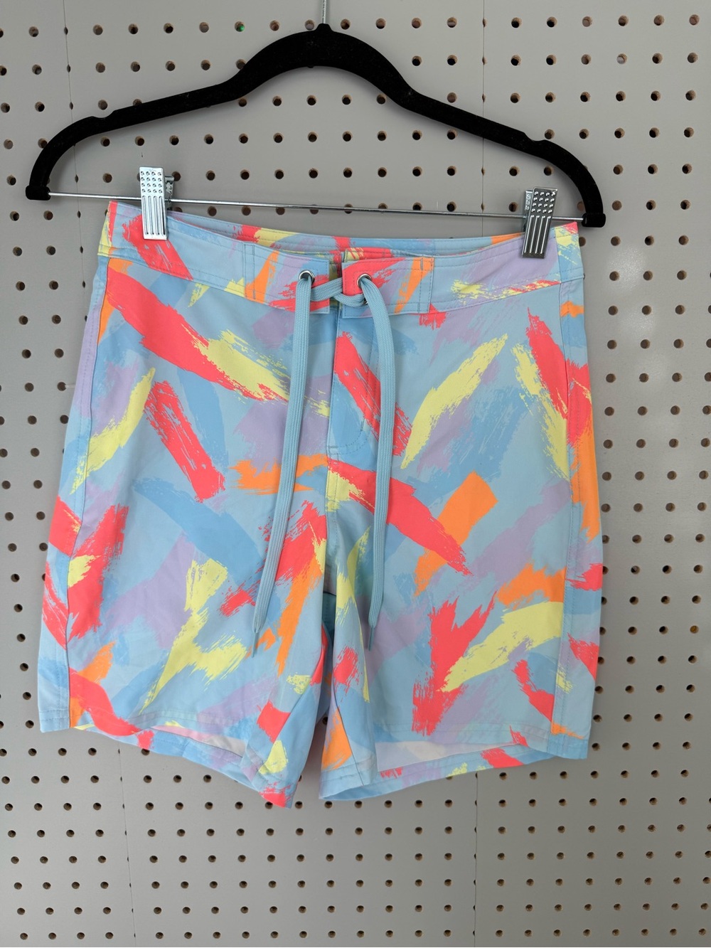 wild fable Light Blue Swim Shorts with Neon Brushstroke Print